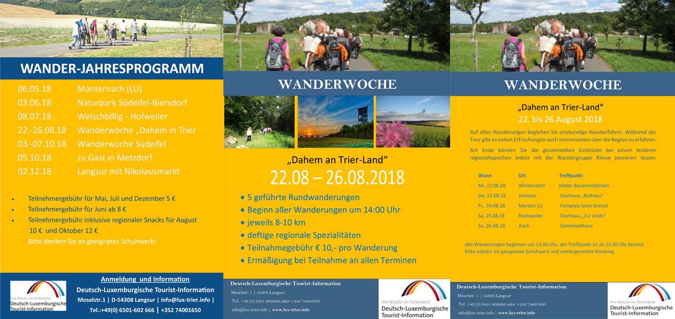 Wandern 2018 im Trierer Land und Luxemburg